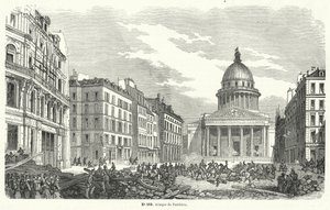 A francia hadsereg csapatai megtámadják a Pantheont elfoglaló felkelőket, Párizs, 1848. június 24. (metszet) alkotó: French School