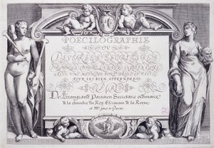 Francia kalligráfia: Poecilography, frontispiece, Baptiste de Beaugrand 1606-ban. alkotó: French School