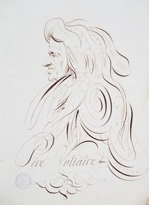 Francia kalligráfia: Voltaire atya portréja, Bernard de Paris 1780 körül. Párizs városának történelmi könyvtára. alkotó: French School