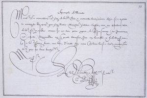 Francia kalligráfia: Technográfia, Guillaume Le Gangneur „percpéldája” 1599 körül. Párizs város történelmi könyvtára. alkotó: French School
