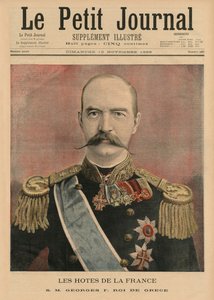 Francia házigazdák, Őfelsége I. György, Görögország királya, a „Le Petit Journal” címlapjának illusztrációja, illustre, 1895. november 10.