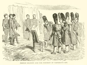Francia katonák és Napóleon fiának portréja (metszet) alkotó: French School