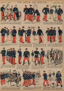 Francia katonák a szemle napján (színes metszet) alkotó: French School
