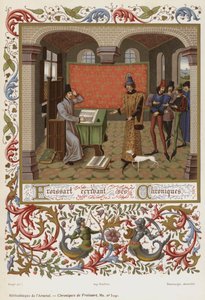 Froissart írja krónikáit (chromolitho) alkotó: French School