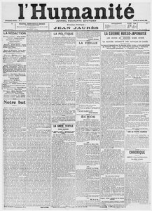 Címlap, az LHumanite újság első száma, 1904. április 18. (nyomtatott papír)