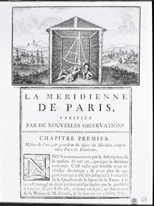 Cesar-Francois Cassini de Thury La Meridienne de Paris első fejezetének címlapja, 1744 alkotó: French School