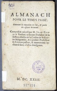 Jean Guerin „Almanach pour le temps passé” című könyvének előlapja alkotó: French School