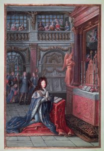 A „XIV. Lajos órái” előképe, amely XIV. Lajost (1638-1715) ábrázolja az imában alkotó: French School