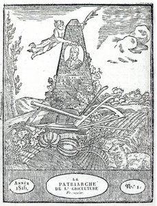 Egy mezőgazdasági almanach homlokzata Olivier de Serres (1539-1619) portréjával, 1816 alkotó: French School