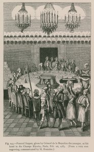 Temetési vacsora, Grimod de la Reyniere, az ifjabb, a párizsi Champs Elysees-i szállodájában, 1783. február 1. alkotó: French School