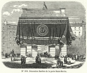 A Porte Saint-Martin temetési dekorációja a júniusi felkelés áldozatainak tiszteletére, Párizs alkotó: French School