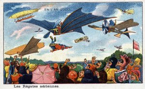 Futuredays: A 2000. év tizenkilencedik századi víziója – „” 2000. év” sorozat: a légi regatták – Villemard kromolitográfiája alkotó: French School