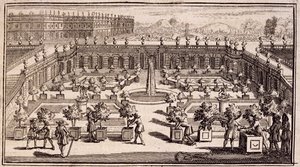 Narancskertben dolgozó kertészek a Le Parfait Jardinier-től, ou Instruction pour les Jardins Fruitiers et Potager, Jean de la Quintinye, megjelent 1695 alkotó: French School