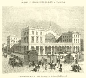 Vasútállomás Párizsból Strasbourgba (metszet) alkotó: French School