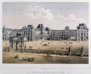 Az új Louvre általános képe: Arc du Carrousel – metszet a 19. századról. alkotó: French School