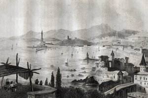 Genova - Gének - Genova - Metszet a „festői Olaszországból” M. de Norvins, Ch. Nodier 1834-1836. alkotó: French School