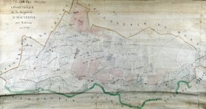 Labrune 1787-es Hauterive Seigneury geometriai térképe. alkotó: French School