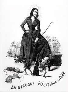 George Sand, a politikai gólya, a "Le Monde Illustre"-ból alkotó: French School