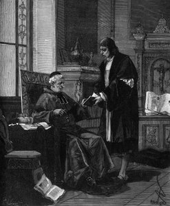 Girolamo Fracastoro FRACASTOR (1478-1553) néven ismert. Olasz humanista és orvos bemutatja versét Bembo bíborosnak. alkotó: French School