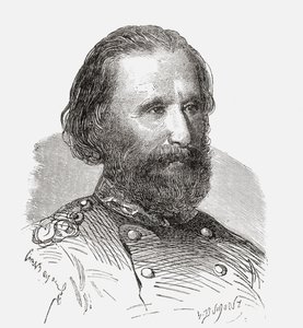 Giuseppe Garibaldi, a "Societes Secretes, les Francs Macons"-ból, megjelent 1867 körül (metszet) alkotó: French School