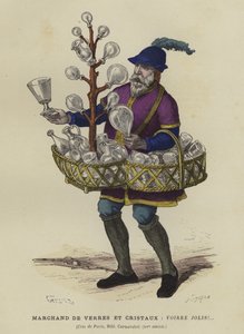 Glas- und Kristallverkäufer, 15. Jahrhundert von French School