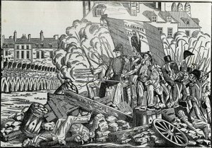 Dicsőséges és emlékezetes harcok 1830 júliusában a párizsi városháza negyedben - Revolution de 1830 - A csaták 1830 júliusának napjaiban Párizsban. alkotó: French School