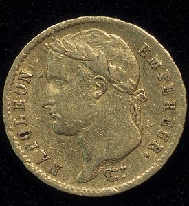 20 frank (Napóleon) aranyérme 1813-ból. alkotó: French School