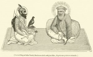 Govind Sing et Baba-Nanek, a Sike vallás alapítói (metszet) alkotó: French School
