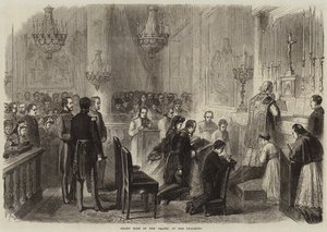 Nagymise a Tuileriák kápolnájában (metszet) alkotó: French School