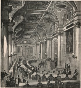 Nagy tárgyalóterem a párizsi államtanácsban – Edmond Texier 1852-es metszete „Tableau-de-Paris”-ban alkotó: French School