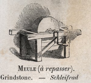 A Grindstone „a szókincsben a közönséges szavakat illusztrálja” Armand Le-Bruntól. 1890 alkotó: French School