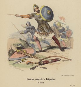 A briganti harcos fegyvere, Xe Siecle (színes metszet) alkotó: French School