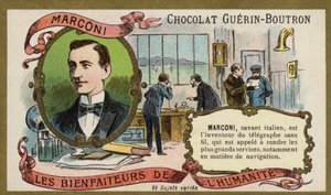 Guglielmo Marconi, olasz feltaláló és rádió úttörője (chromolitho) alkotó: French School