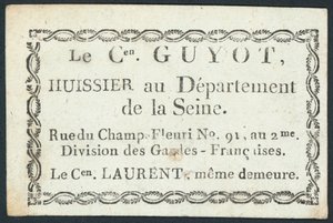 Guyot, végrehajtó, kereskedelmi kártya alkotó: French School