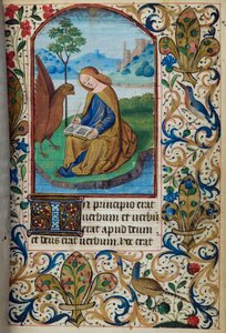 H/L-3-3 fol. 14r Szent János evangélista, az órák könyvéből, Párizs használata, 15. század közepe alkotó: French School