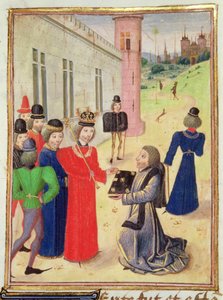 Harl 4380 f.233v Froissart bemutatja könyvét II. Richardnak, a Froissart