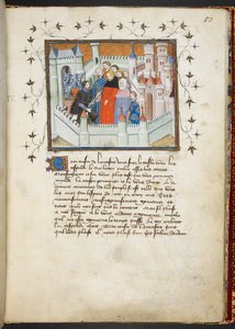 Harley 1319 f.50, Richard II és Bolingbroke a Flint Castle-ban, c.1401-05 (vellum) alkotó: French School