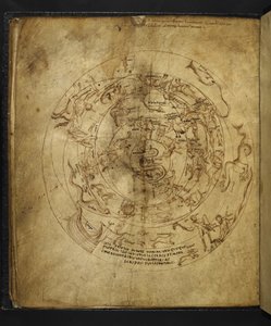 Harley 647 f.21v Az északi és déli félteke diagramja, Marcus Tullius Cicero (vellum) „Aratus”-ból. alkotó: French School