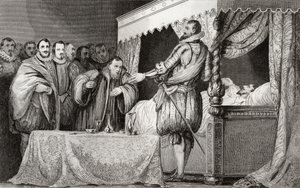 Henri III (1551-89) Bearnais-t (1553-1610) nevezi meg utódjaként Colart „Histoire de France” című művéből, amely 1840 körül jelent meg. alkotó: French School