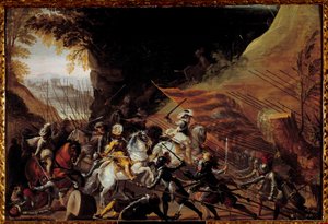 IV. Henrik (1589-1610) rakodó lovassága élén. Névtelen francia festészet a 17. századból. Olaj, fa. Méret: 0,35 X 0,52 m. Pau, Musee Du Chateau alkotó: French School