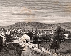 Hericourt - - Saone-et-Loire megye - metszet a „La France illustree: földrajz, történelem, statisztikai adminisztráció”-ban, V.A. Maláta-barna. 1884 alkotó: French School
