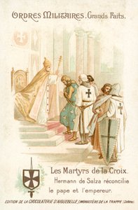Hermann von Salza, a Német Lovagrend nagymestere megbékélést hoz létre IX. Gergely pápa és II. Frigyes császár között. alkotó: French School