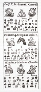 Hieroglif karakterek egy almanachban alkotó: French School
