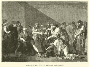 Hippokratész megtagadja Artaxerces ajándékait (metszet) alkotó: French School
