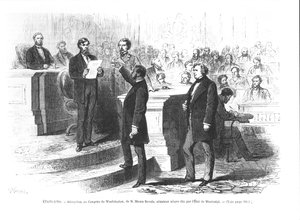 Hiram Revels, Mississippi állam első fekete szenátora letette az esküt a washingtoni kongresszusra alkotó: French School