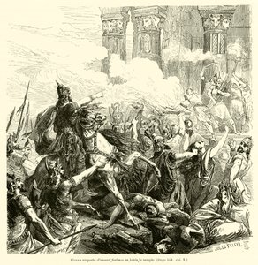 Hircan megrohamozza Sekemet és felégeti a templomot (metszet) alkotó: French School