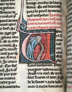 Történelmi kezdetű, amely egy hányó férfit ábrázol (vellum) alkotó: French School