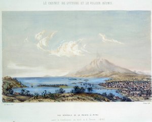 A francia gyarmatok története: a guadeloupe-i (Antillák) Pointe a Pitre (Pointe-a-Pitre) általános képe az 1843.08.02. földrengés előtt alkotó: French School