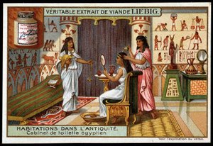 Otthonok az ókorban: egyiptomi fürdőszoba - Liebig reklámmatrica alkotó: French School