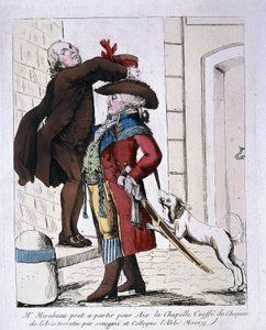 Honore Gabriel (Honore-Gabriel) Riqueti, Mirabeau grófja (1749-1791), aki Maury abbé arisztokrácia kalapját viseli, a 18. század végi Aachenbe készül indulni. alkotó: French School